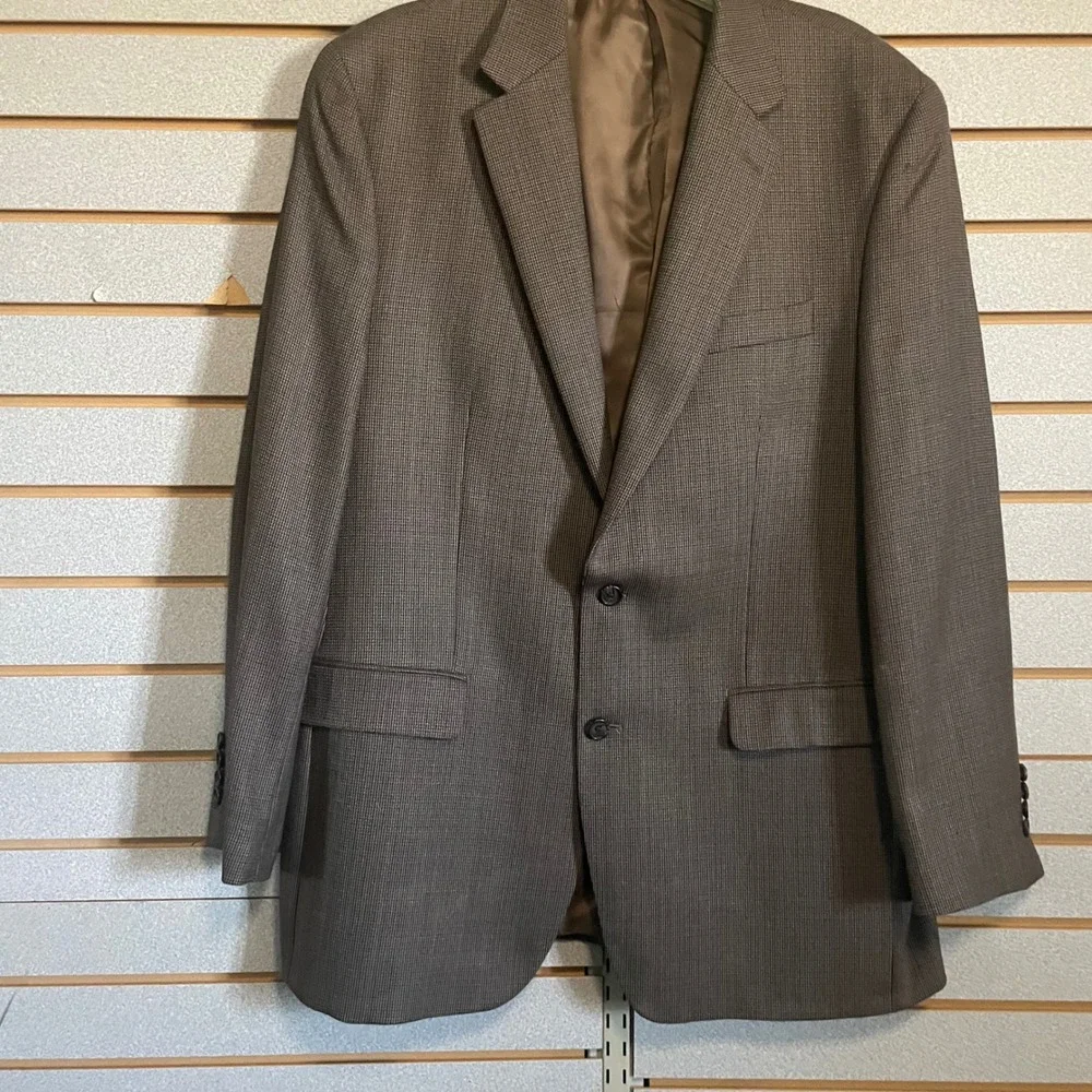 Ralph Lauren Dillard's‎ 44L Brown Houndstooth 100% Wool Blazer Jacket Men's